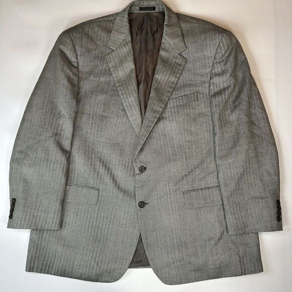 Vintage Ralph Lauren Blazer Mens 48R Silk Wool Two Button Herringbone - Picture 1 of 10